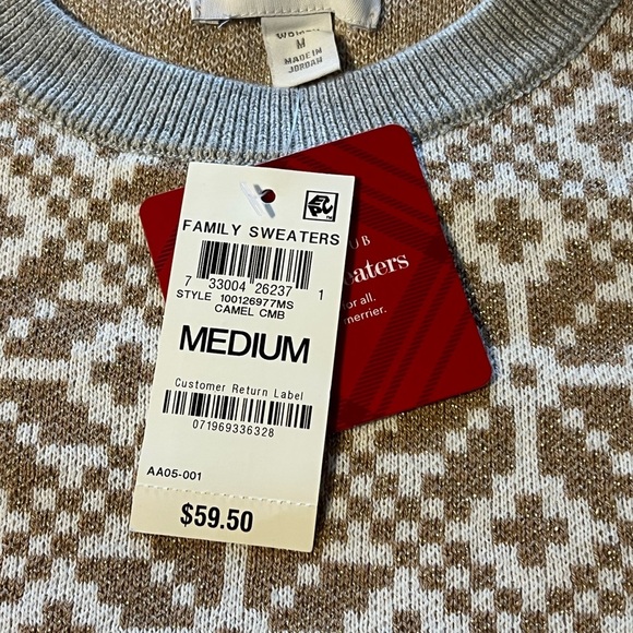 NWT Charter Club Gold and Silver Snowflake Sweater women’s medium - Picture 6 of 11